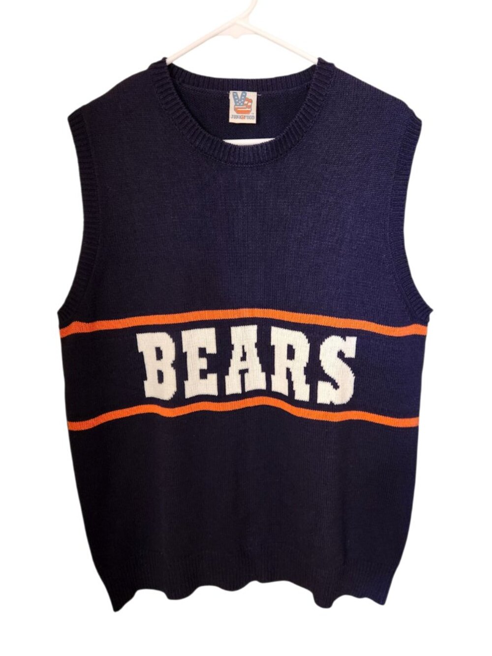 Chicago Bears Sweater Vest Mike Ditka Size Large Junk Food Clothing Retro NFL